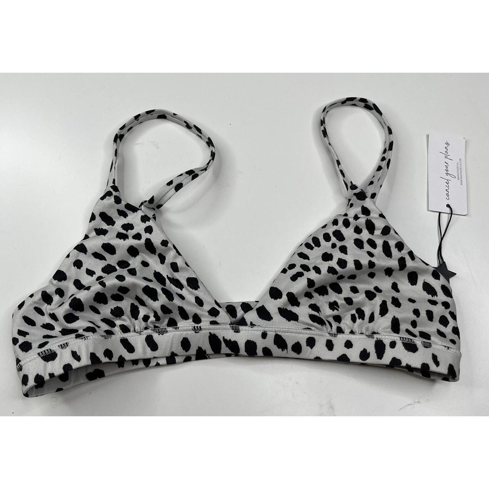 NWT Mason Grey Bralette Bikini Top Size Medium Gray Cheetah Spotted Non-padded - Picture 2 of 6
